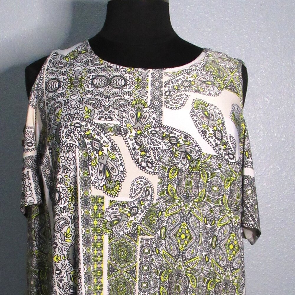 Paisley Print Cold Shoulder Dress